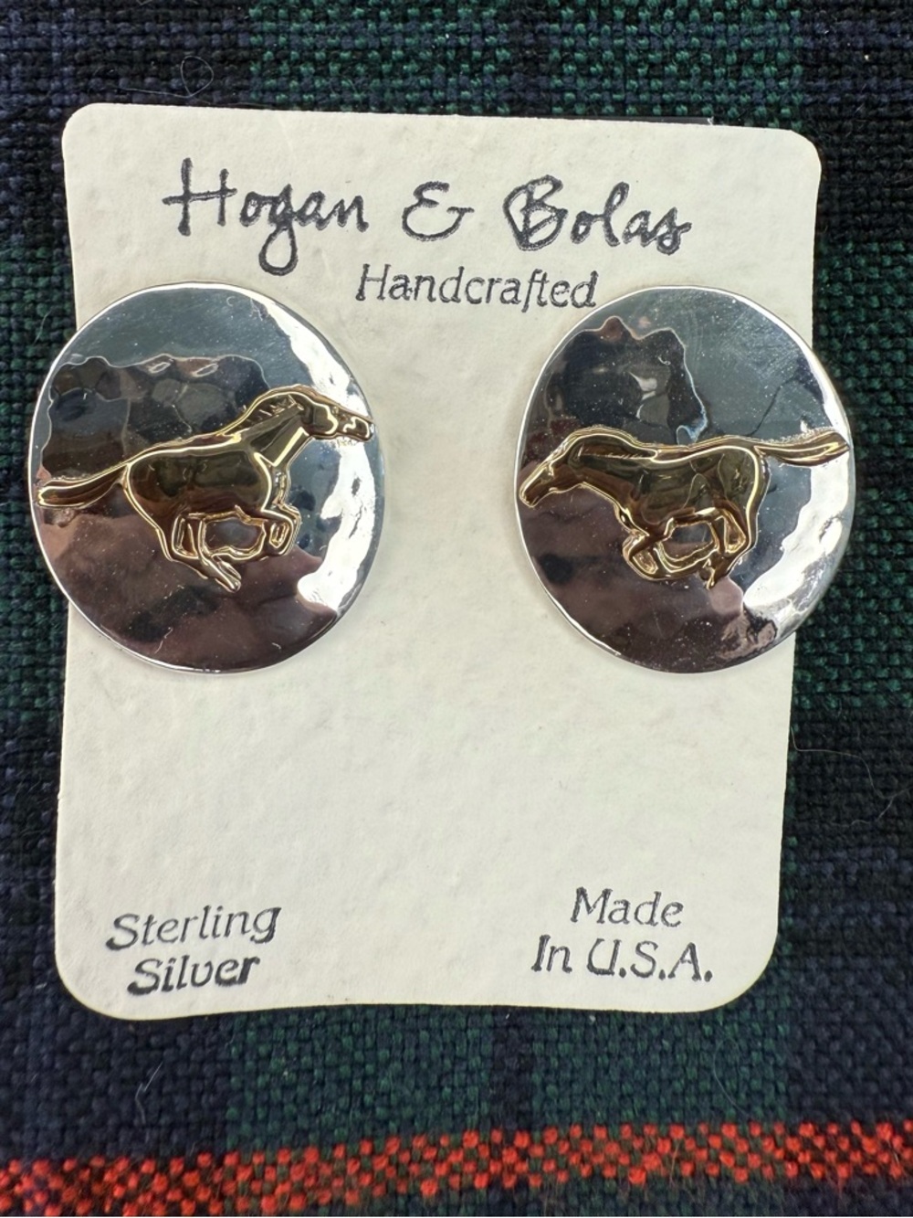 Vintage Hogan & Bolas Sterling Silver Horse Earrings